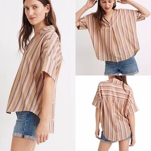 Madewell Courier Button Back Striped Blouse Size XS